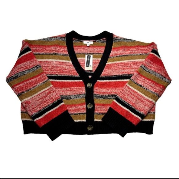 BP Black Marl Stripped Crop Cardigan Sweater NWT - Picture 5 of 8